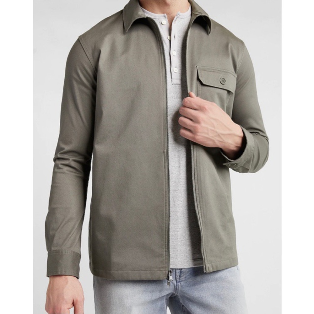 Express Men’s Solid Zip Shirt Jacket